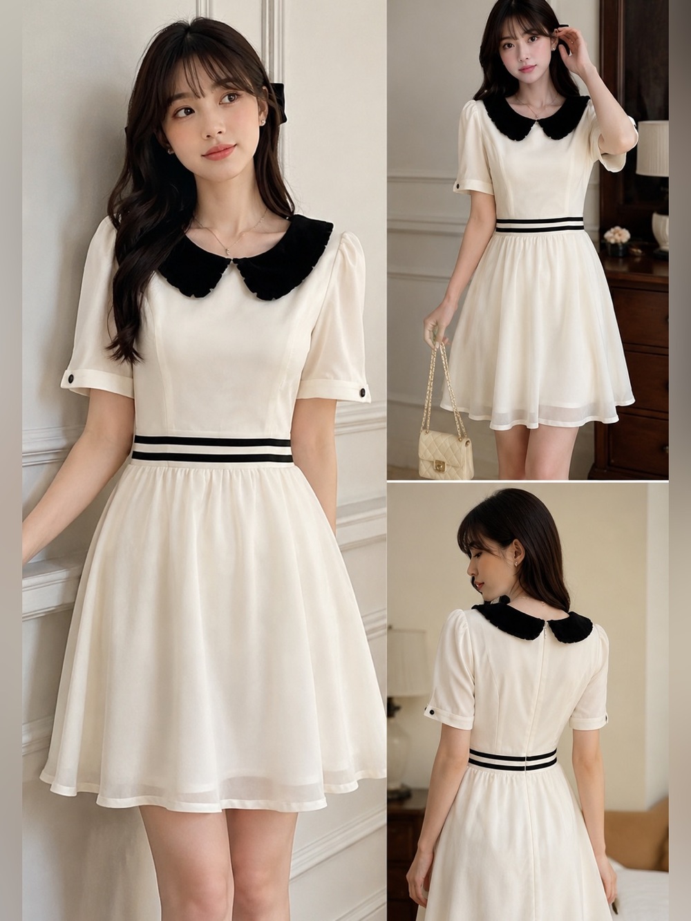 Dahlia Sailor Collar Contrast Trim Dress NWT M/L Coquette Mod